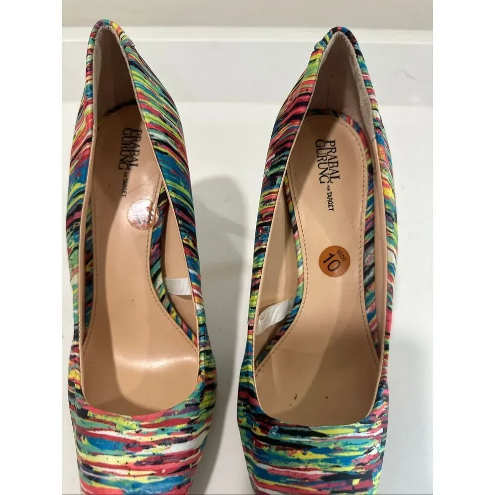 Prabal Gurung for Target Multicolor Striped Stiletto Pumps Size 10
